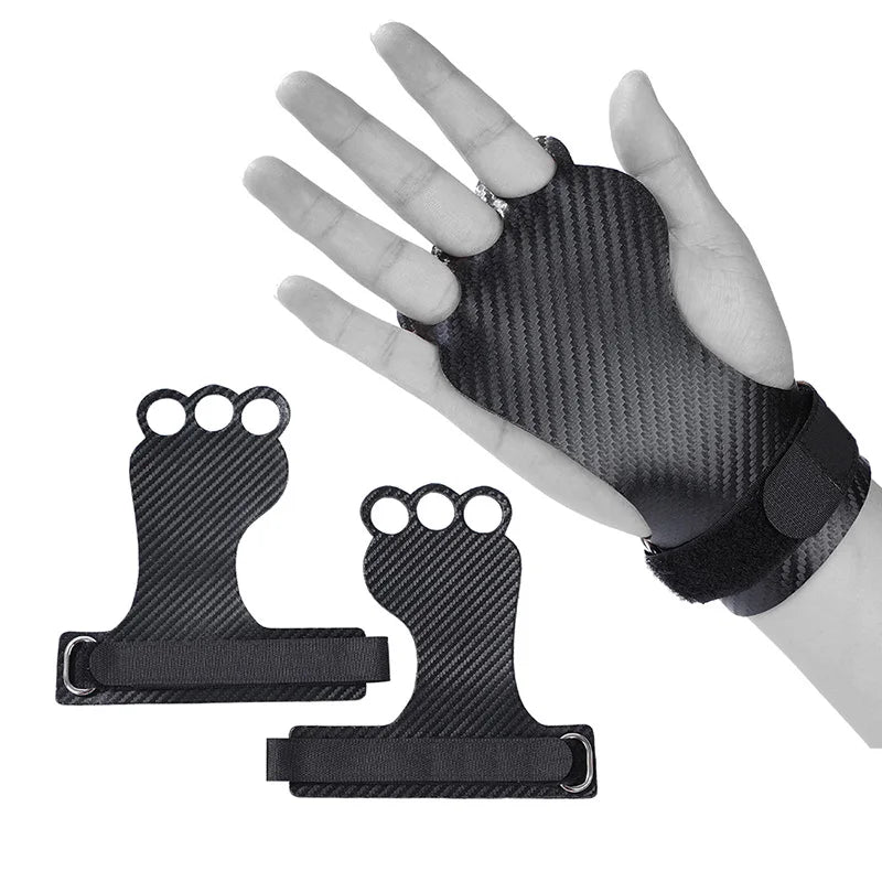 Carbon Gymnastics Hand Grips for Weight Lifting Crossfit Pullups Workout Palm Protector Gym Grip Gloves NEW ERGONOMIC DESIGN