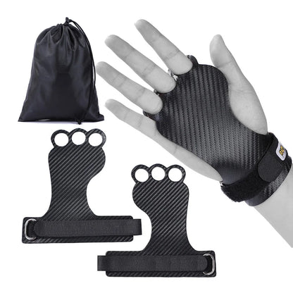 Carbon Gymnastics Hand Grips for Weight Lifting Crossfit Pullups Workout Palm Protector Gym Grip Gloves NEW ERGONOMIC DESIGN